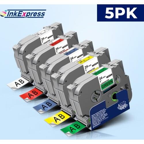 5PK 24mm TZe 251 TZe-251 TZe-451 TZe-551 TZe-651 TZe-751 Label Tape TZe Tape For Brother Label Maker PT-9600 PT-D600 tze251 251