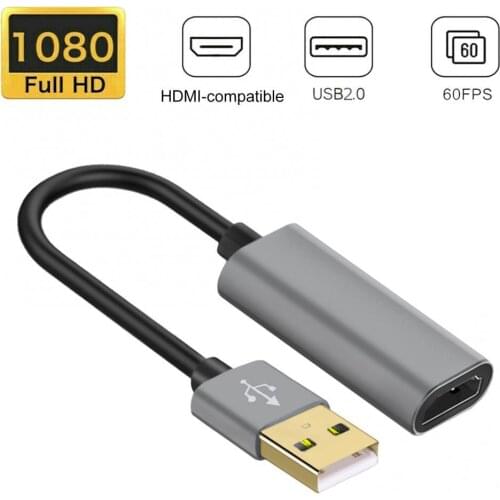 USB 2.0 Male to 1080p HDMI-compatible Female Video Capture Card Converter Adapter Recorder