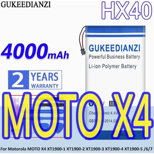 High Capacity GUKEEDIANZI Battery HX40 4000mAh For Motorola MOTO X4 XT1900-1 XT1900-2 XT1900-3 XT1900-4 XT1900-5 /6/7