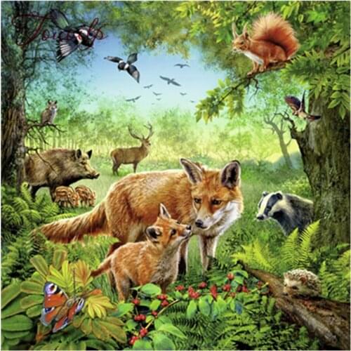 Touoilp Full,Diamond Embroidery, Animal Fox Forest wild boar Magpie,Decorative Painting,Cross Stitch,Diamond Mosaic,Needlework,C