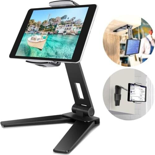 Aluminum Kitchen Desktop Phone Tablet Holder Stand Flodable Adjustable 5-13 inch Tablet Phone Desktop Wall Mount For iPad Pro 13