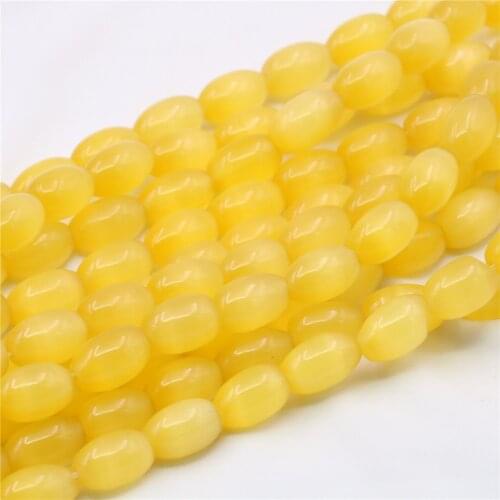 Free Shipping Legant Golden Yellow 8*12mm Mexican Opal Cats Eyes Rice Beads Fashion Hot Sale Women Diy Jewelry 14ionch B1569