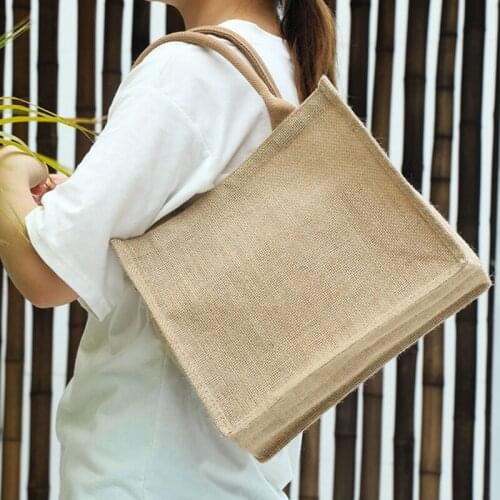 Jute Burlap Tote Large Reusable Grocery Bags with Handles Women Shopping Bag