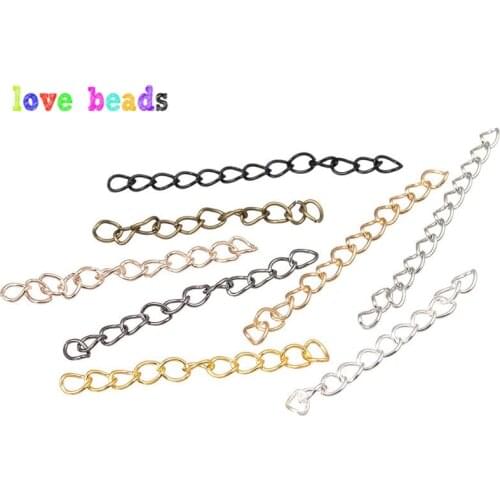 50pcs/lot 50mm Gold Necklace Extension Tail Chain Bracelet Extender Tails For DIY Craft Jewelry Finding Making Match Connectors