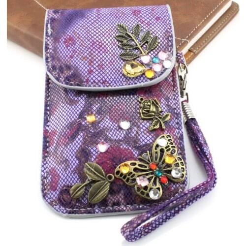 Flower Crystal Pearl Bead Jewelry Packaging Bag Snap Fastener PU Leather Gift Bracelet Bag Necklace Earrings Ring Storage Pouch