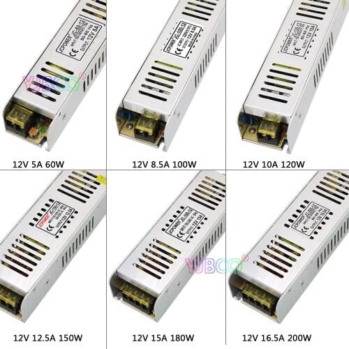 Long-shaped Slim DC12V Lighting Transformer 5A/8.5A/10A12.5A/15A/16.5A/20A/30A Switching Power Supply For LED Strip Light