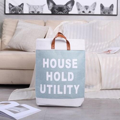 EVA Cotton Linen Double Layers Laundry Basket Collapsible Dirty Clothes Toys Sundries Storage Organizer Bin Bucket With Handles