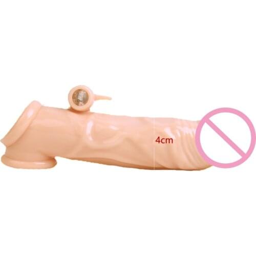 Electric Dildo Extender Reusable Penis TPE Extender Sleeve Enlargement Electric Penis Sleeve With Bullet Vibrator Realistic