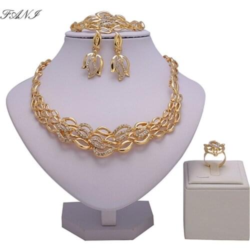 Fani Fashion African Beads Jewelry Set Brand Exquisite Dubai Gold New Design Jewelry Set customer Nigerian Wedding Bridal Bijoux