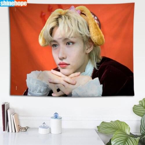 Custom Stray Kids Felix Tapestry Eco-Friendly HD Print Background Cloth Bedroom Wall Hanging Tapestries Decor Washable Not Fade