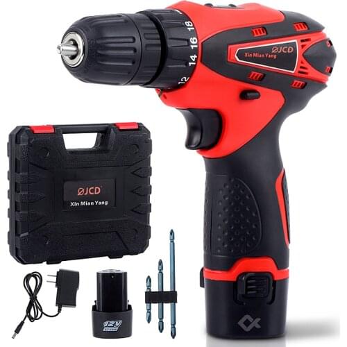 JCD Electric Screw Driver 12V chargeable Electric Drill 2-Speed Mini Drive 3pcs drill lithium-battery Screwdriver power tools