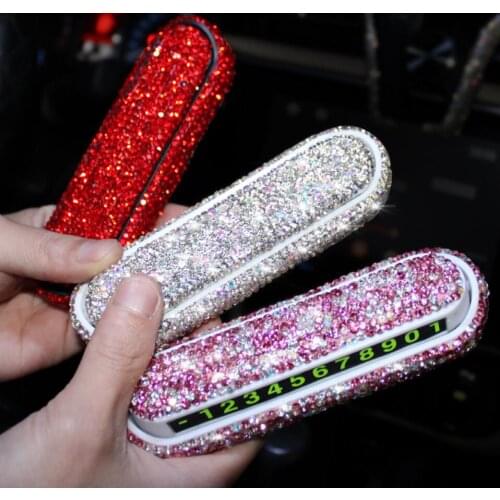 Luxury Diamond Car Interior Accessories Car Temporary Parking Card Telephone Number Car Park Stop Card Hidden Number Plate Stick