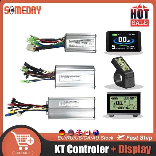 SOMEDAY Ebike Controller 36V48V 15A-35A 56V-90V 50A All SM Plug KT Controller With LCD Display For Electric Bike Brushless Motor