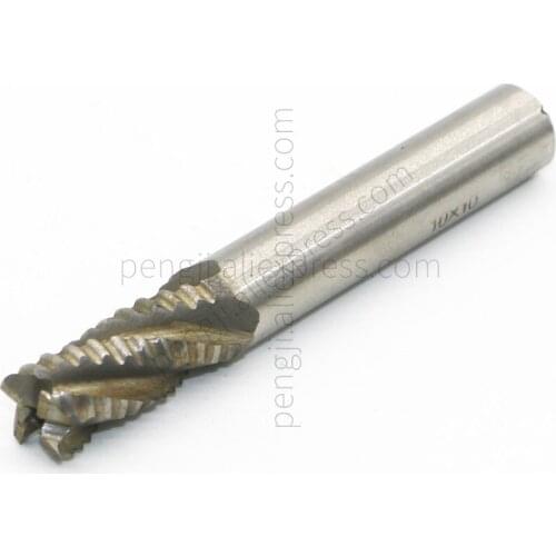 25/64" HSS End Mill Router Bit Roughing Chipbreaker Tool, 10mm Cutting dia 10mm Shank dia Straight Shank End Mill Bit, 4 Flute