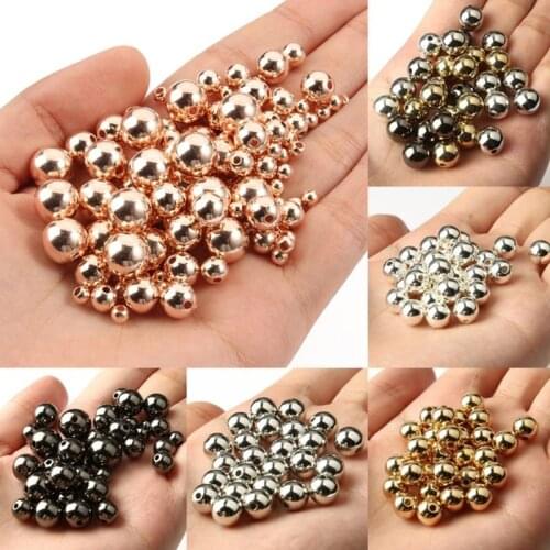 Black/Gold Color Plastic Plated CCB Acrylic Round Seed Loose Spacer Beads Supplies For DIY Jewelry Making 3/4/6/8/10/12mm