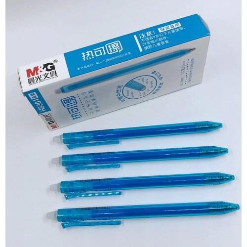 M&G Retractable Heat Erasable Gel Pens 0.5mm Bullet Nib Blue Ink with Top Eraser School Stationery Office Writing Tool H3301