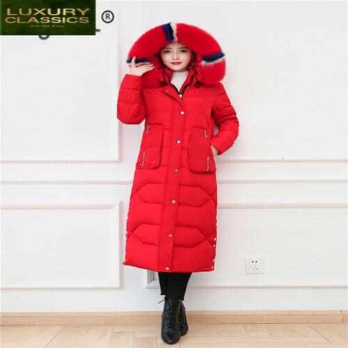 Fur Winter Luxury Fox Down Jacket Women Thick Warm Clothes 2021 Elegant X-Long Duck Down Coat Female Overcoat Hiver 9003