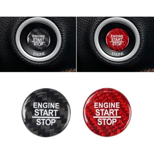 Carbon Fiber Engine Start Stop Button Interior Trim Cover Sticker For Dodge Challenger Srt Accessories Car Styling