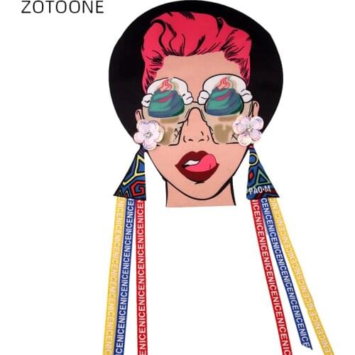 ZOTOONE Sew on Patches Fashion Girls Beaded Patch Embroidery Cloth Cartoon Sticker for Jackets DIY Clothing Accessorie Badge H