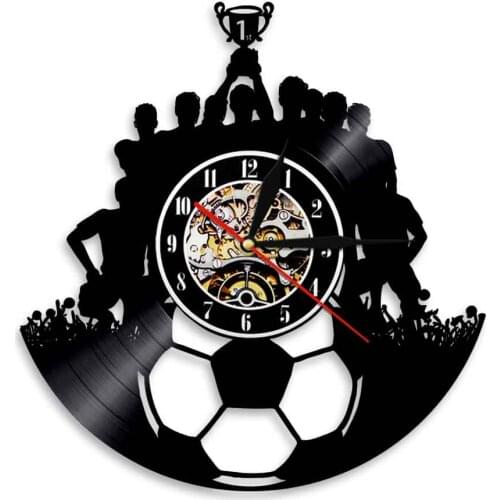 Football Vinyl Record Wall Clock Soccer Team Wall Lamp Soccer Team Champion Mood Lighting Triumph Souvenir