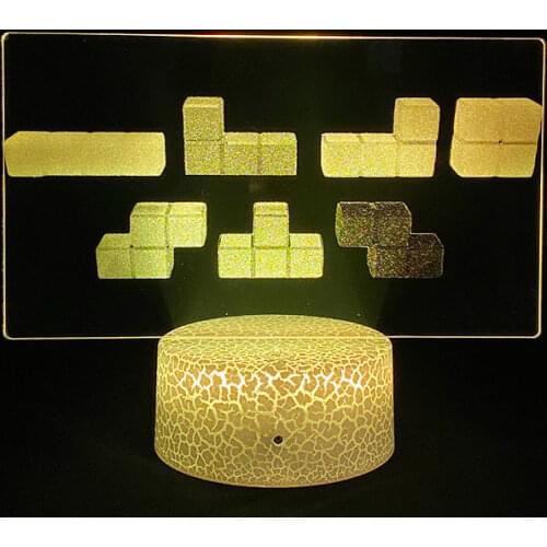 Nostalgic Tetris Game 3D Picture Lamp Alarm Clock Base Bedroom Bedside Lamp Personalized Game Fans Around LED Nostalgic Gift