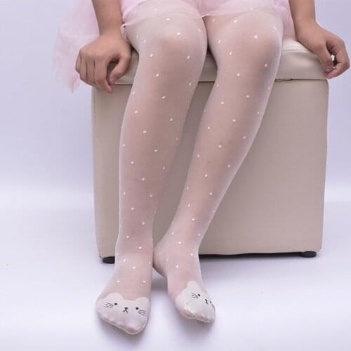 New hot sale ultra-thin stockings girls pantyhose leggings pantyhose children candy color lace point toe cat white dance socks