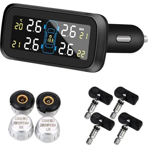 Cigarette Lighter Type TPMS Auto Security Alarm Systems Wireless Digital LCD Display Tire Pressure Monitoring System