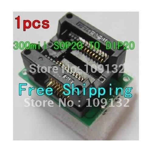SO20 SOIC20 SOP20 to DIP20 wide 300mil IC Test Socket / Programmer Adapter / Burn-in Socket OTS-28-1.27-04 NEW