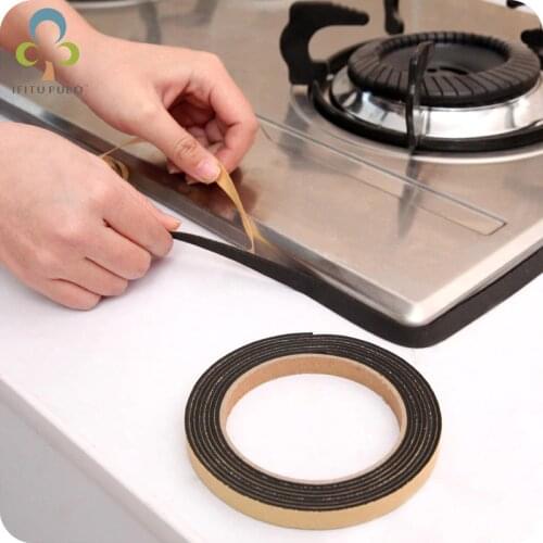 2M/Roll Waterproof Rubber Strip Tape Single Sided Adhesive For Kitchen stove Window Door Seal Strip Black LYQ