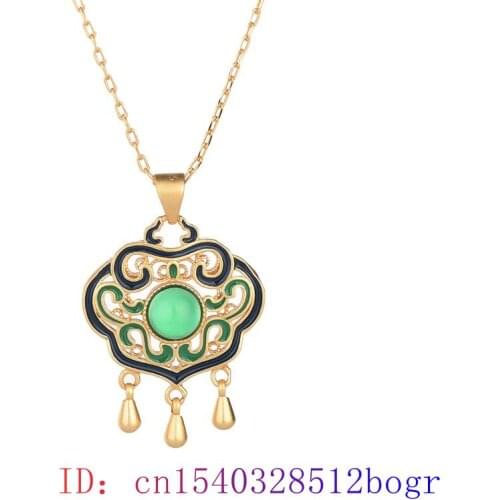 Green Jade Ruyi Pendant Jewelry Gifts Natural Gemstone Fashion Charm Amulet 925 Silver Chinese Necklace Zircon Chalcedony