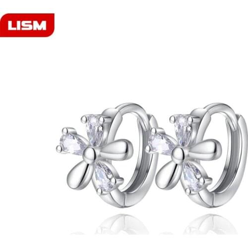Luxury New 2019 Stud Earrings Silver Plated Crystal Zircon Row Silver Stud Earrings For Women Female Brincos oorbellen