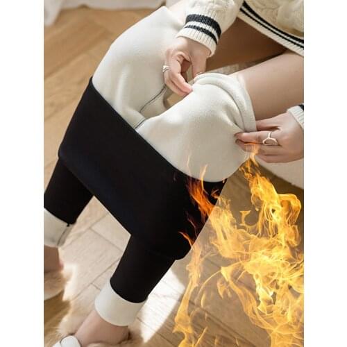 CHRLEISURE Women Winter Plus Velvet Stretch Leggings High Waist Warm Leggings Women Lamb Cashmere thick Winter Leggings