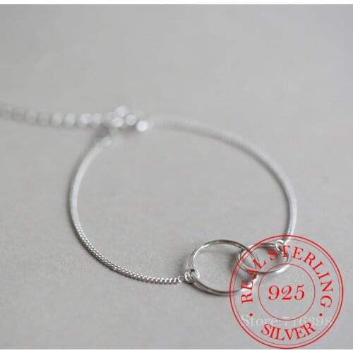 Adjustable Chain 925 Sterling Silver Double Round Charm Bracelets & Bangle For Women Gift Femme Fashion Prevent Allergy