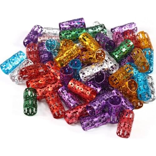 100pcs Inner Dia 7mm Gold Metal Micro Hair Dread Braids Tube Rings Hair Beads Adjustable Hair Braid Cuff Clips