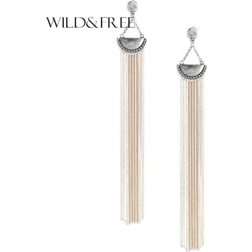 2017 New Bohemia Long Tassel Dangle Earrings For Women Vintage Gold Statement Drop Earrings Fashion Jewelry Brincos