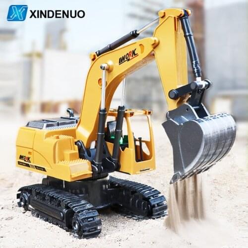 2.4G 8CH Simulated RC Excavator Model Toys with Musical and Light Children Boys Gift RC Truck Beach Toys RC Engineer