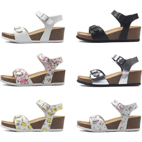 Wedges Cork sandals women 16-colors thick soled gladiator sandalias mujer 2021 ins double buckle belt summer cork shoes woman