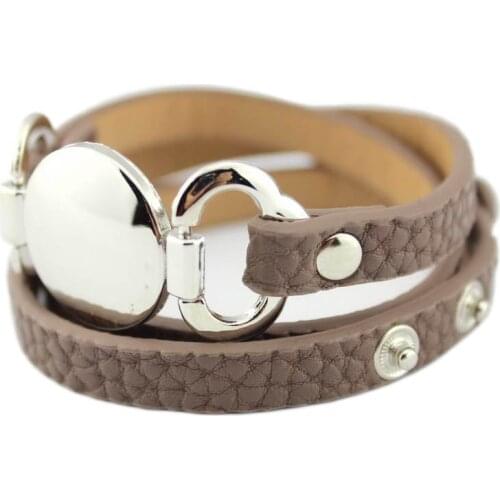 ZWPON Fashion Rainbow Grain Vegan Leather Bracelet Blank Monogram Disc Cuff Bracelet & Bangles for Woman Jewelry Wholesale