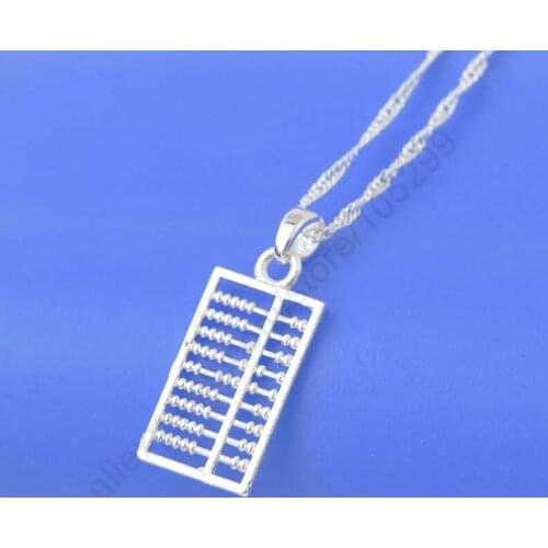 Fast Shipping Stock Wholesale Fashion 925 Sterling Silver Charms Abacus Pendant Necklaces+18" Singapore Chains Hot Sale