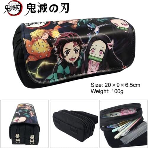 Japanese Anime Cartoon Cute Demon Slayer Kimetsu No Yaiba Tanjiro Kamado Kids Pencil Bags Make Up Case For Women