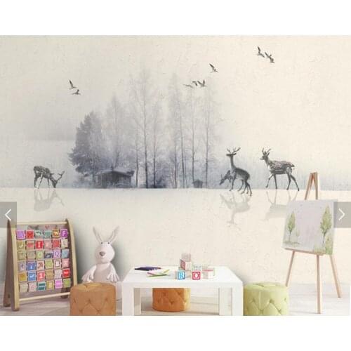 Ink landscape elk woods decorative wallpaper,living room sofa TV wall bedroom study restaurant custom murals papel de parede