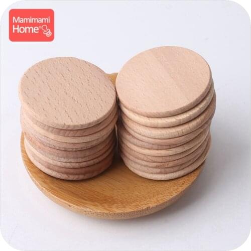 Mamihome 1000pc 37mm Baby Wooden Blank Teether Discs Beech Coins BPA Free DIY Pacifier Pendant ChildrenS Goods Chew Wooden Chip