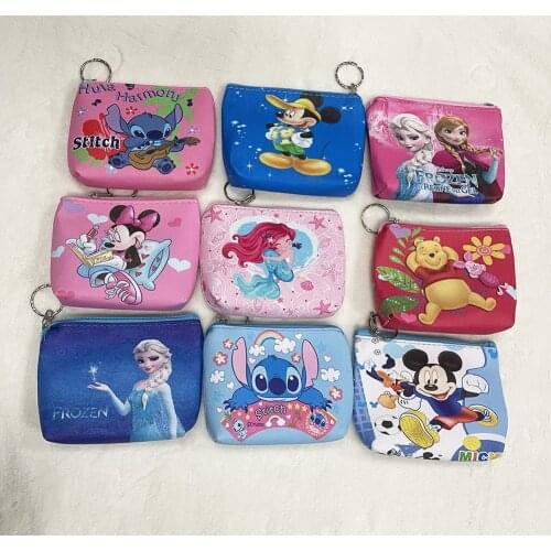 Disney princess children cartoon coin purse Mermaid Frozen girl bag coin Elsa handbag boy Mickey Clutch plush wallet pu