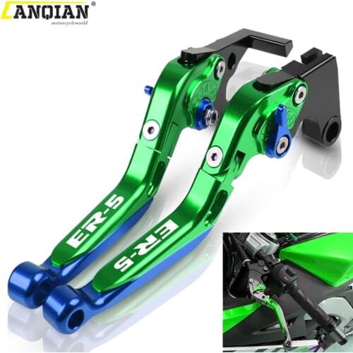 For Kawasaki ER-5 2004-2005 Motorcycle Accessories CNC Adjustable Extendable Foldable Brake Clutch Levers ER-5 Logo 04 05