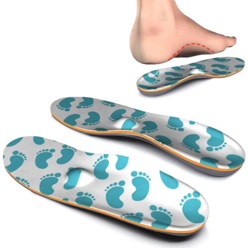 Blue Footprint Inserted EVA-Orthopedic Arch Support Insoles for Flat Feet Fasciitis, Heel Pain, Full Length, iFitna
