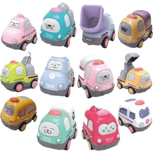 Baby Montessori Toys Cartoon Pull Back Car Model Animal Vehicle Education Car Toys For Baby Boy Indoor Toy Car Game Gifts