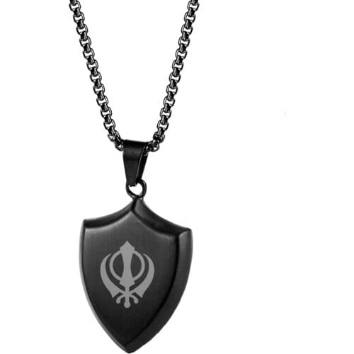 Personalized Engraving Shield Pendant Necklace Mens Stainless Steel Chain Custom Necklaces for Men Boy Punk Style Accessories