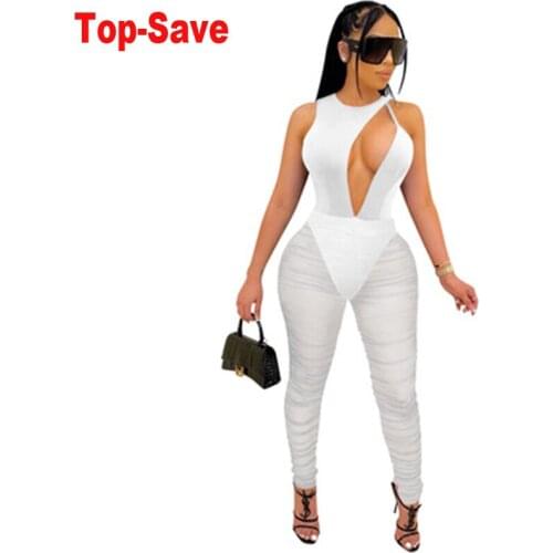 Street Lace Ruched Bodycon Jumpsuit Women Casual Fitness Sporty Rompers Sleeveless Zipper Activewear Skinny Summer Overalls