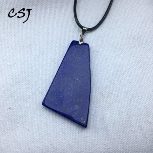 CSJ Natural Lapis Lazuli Pendants Irregular Gemstone Fine Jewelry Necklace For Women Wedding Party Gift With Box Free Ship