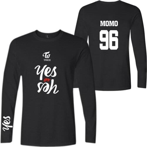 LUCKYFRIDAYF kpop TWICE YES OR YES print hip hop couple women men t shirt casual tee shirt long sleeve t-shirt sweatshirts tops